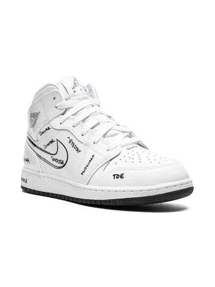 Кроссовки для мальчиков Jordan 1 Mid «Schematic», белые