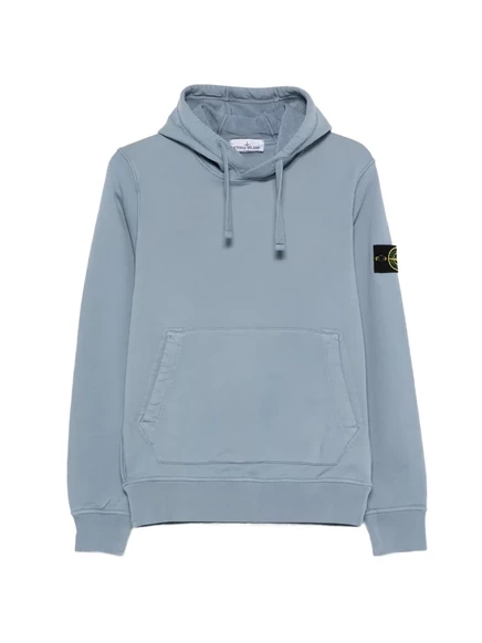 Мужское худи stone island с карманом-кенгуру, синее