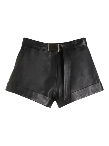 Кожаные шорты Sportmax с поясом и манжетами