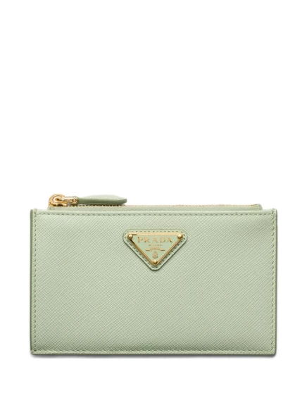 Картхолдер Prada с логотипом из кожи Saffiano, зеленый
