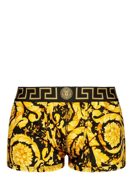 Мужские боксеры Versace Barocco с узором Greca, черно-желтые