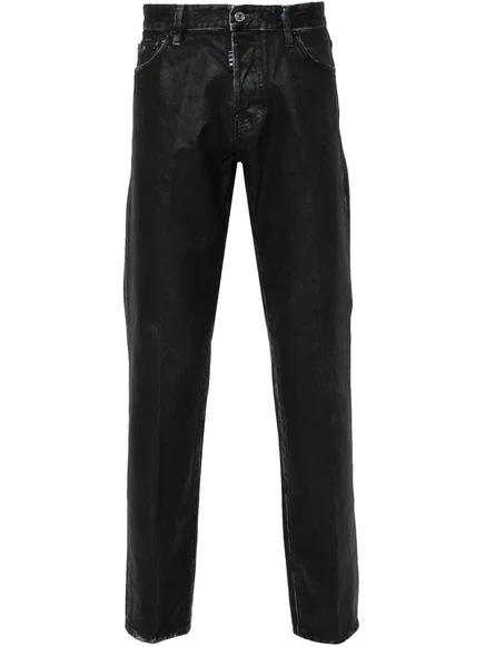 Мужские прямые джинсы DSquared2 окрашенные, черные