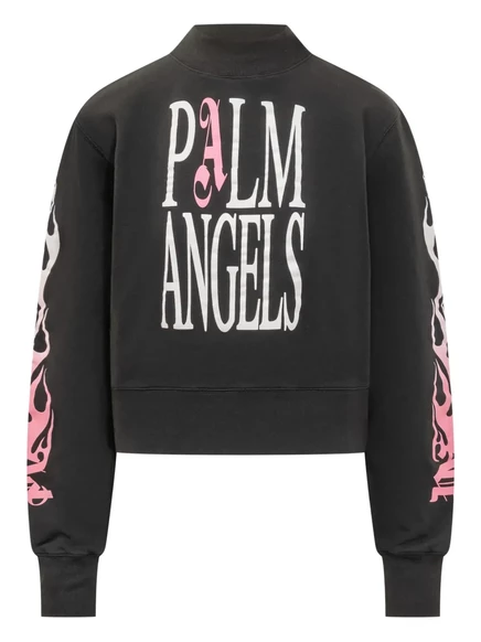 Женский свитшот Palm Angels с принтом пламени, черный