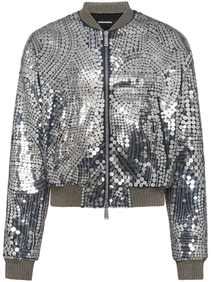 Куртка-бомбер DSQUARED2 с блестками blue