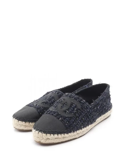 Женские эспадрильи CHANEL Pre-Owned Coco Mark твидовые, синие