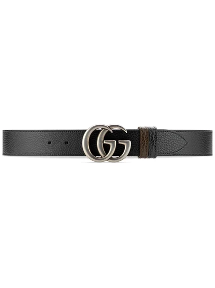 Мужской ремень Gucci GG Marmont двусторонний, черно-коричневый