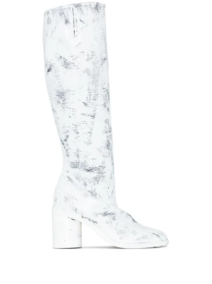 Женские сапоги до колена Maison Margiela Tabi 80 мм, белые