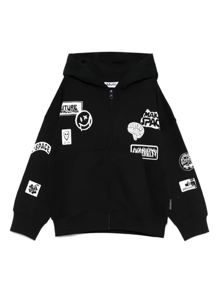 Толстовка с капюшоном на молнии с нашивкой Molo black
