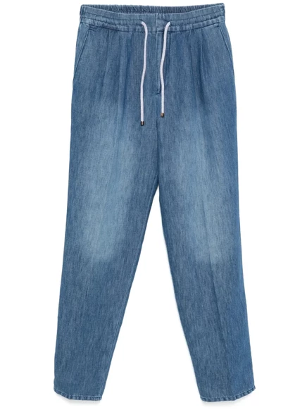 Мужские джинсы Brunello Cucinelli с защипами, синие