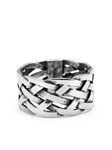 Мужское кольцо Nialaya Jewelry Woven Chain, серебристое