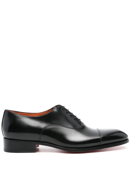 Мужские оксфорды Santoni из полированной кожи, черные