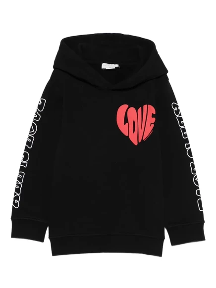 Детский топ с капюшоном с принтом в виде сердечек от Stella McCartney black