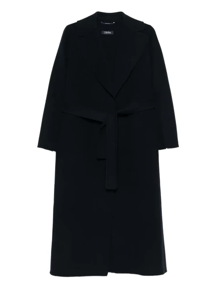Женское однобортное пальто S. Max Mara из шерсти, темно-синее