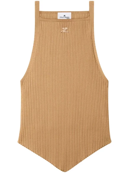 Женская майка в рубчик Courrèges, бежевая