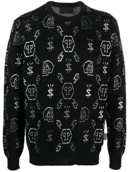 Жаккардовый джемпер с монограммой Philipp Plein LS