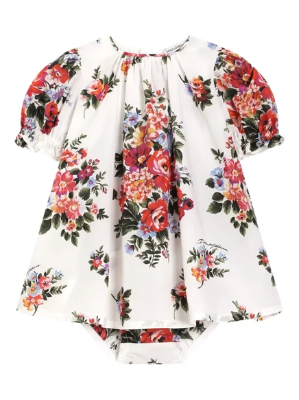 Платье для девочки Dolce & Gabbana Kids с цветочным принтом, белое