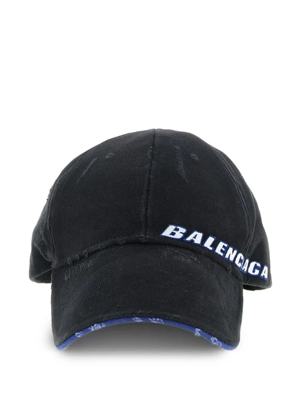 Мужская кепка Balenciaga Tilted Typo хлопковая, черная