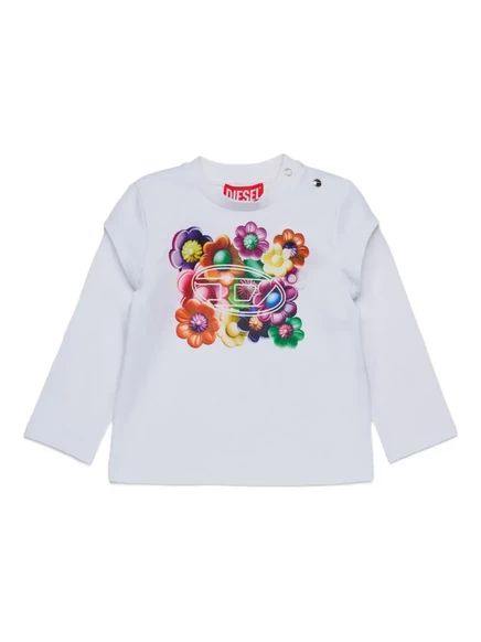 Детская футболка Diesel Kids Tesbib с кнопками, белая