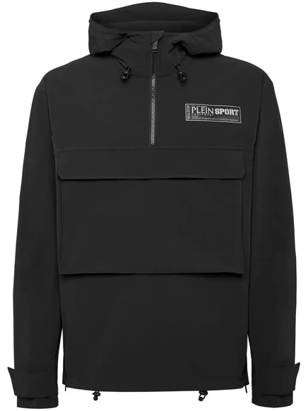 Мужская худи Plein Sport K-way с короткой молнией, черная