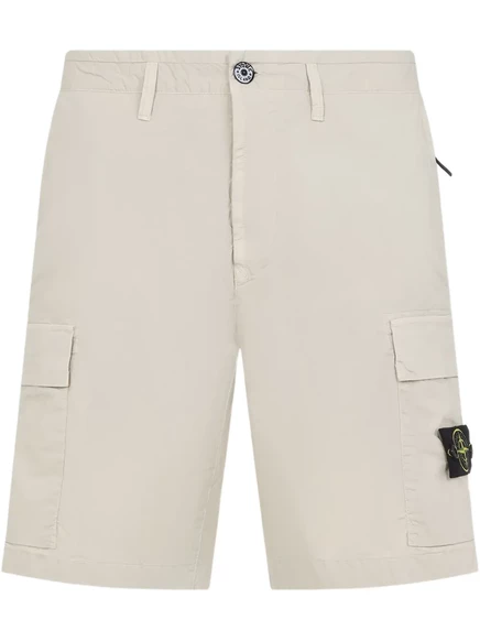 Мужские бермуды Stone Island с фирменной нашивкой Compass, бежевые