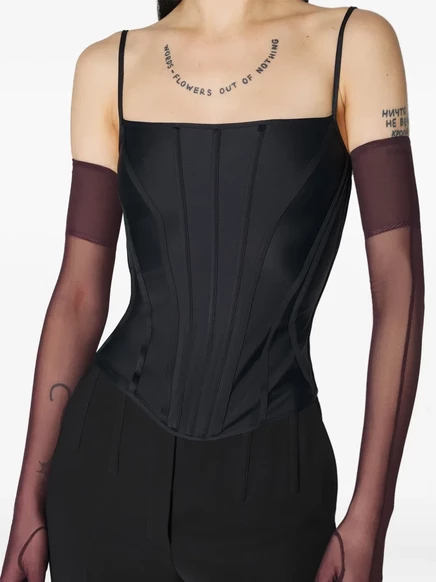 Женское бюстье Mugler с косточками, черное