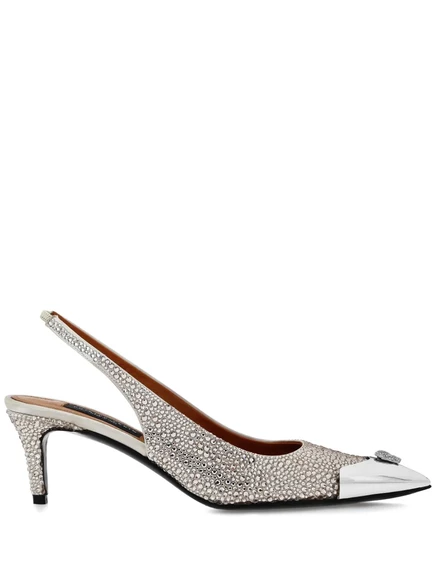Женские туфли Philipp Plein Mix Strass 55 мм, серебристые