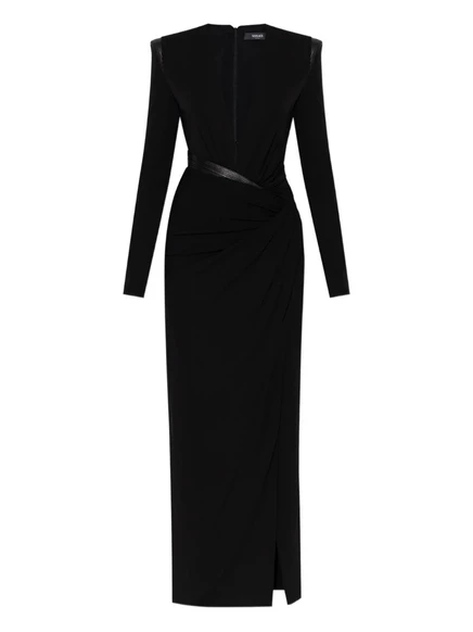 Женское макси-платье Versace с разрезом, черное