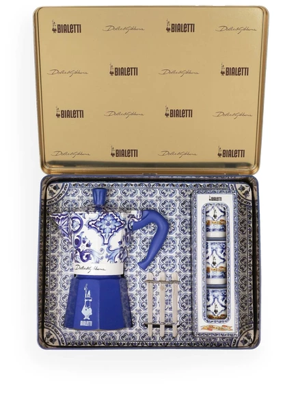 Набор керамических чашек Dolce & Gabbana Moka, 6 шт., синие с серебряным принтом