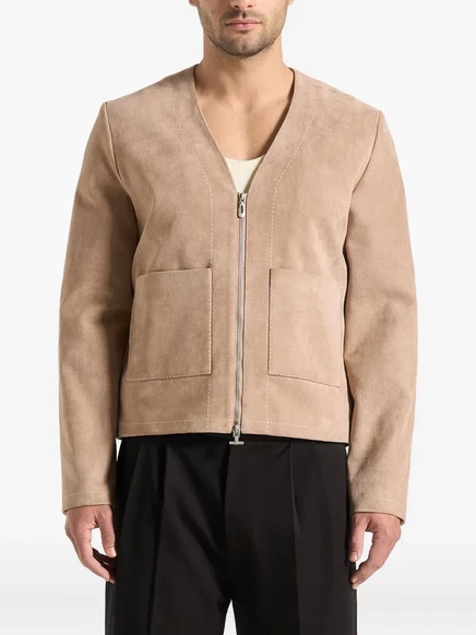 Замшевая куртка на молнии Manière De Voir Maxime с контрастной строчкой neutrals