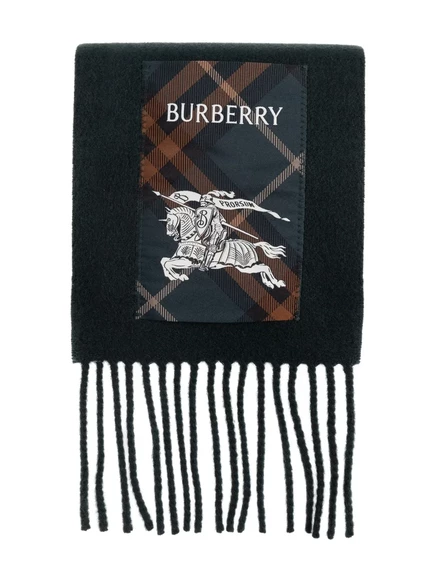 Шарф Burberry с бахромой и логотипом, зеленый