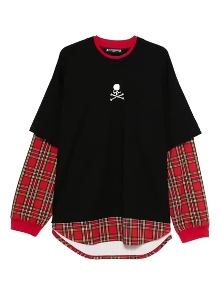 Многослойная футболка с длинным рукавом Mastermind Japan в клетку black