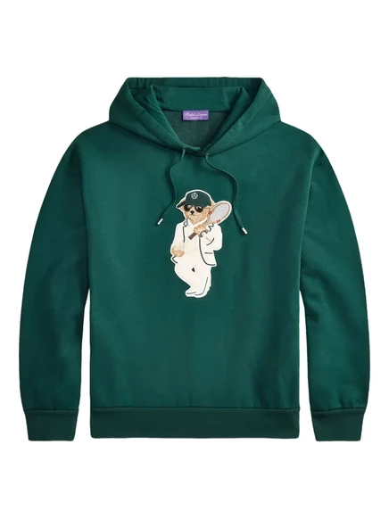 Мужская худи Ralph Lauren Purple Label с вышивкой медведя, зеленая