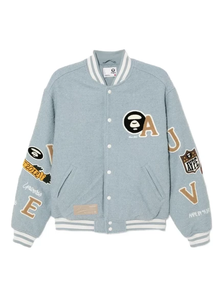 Мужская куртка Aape by A Bathing Ape бомбер с логотипом, голубая
