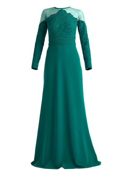 Платье Tadashi Shoji макси с цветочным узором, зеленое