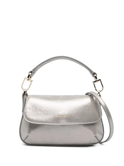 Блестящая замшевая сумка Giorgio Armani silver