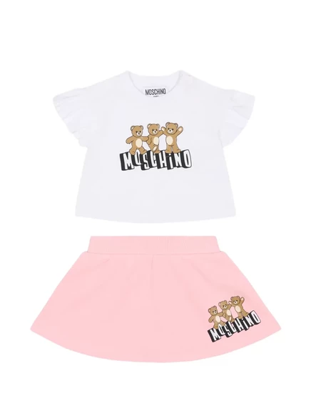 Комплект для девочек Moschino Kids юбка и топ, белый