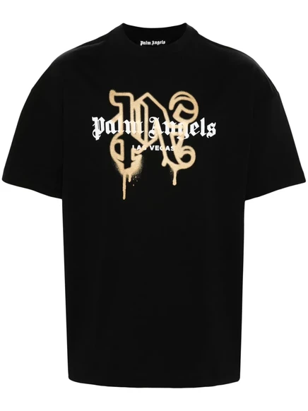 Мужская футболка Palm Angels Las Vegas с монограммой, черная
