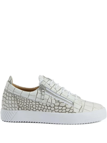 Кроссовки на молнии Giuseppe Zanotti Frankie с эффектом крокодила neutrals