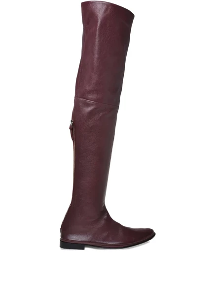 Кожаные сапоги выше колена от Alberta Ferretti red