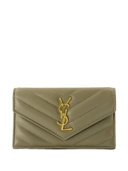 Женский стеганый картхолдер Saint Laurent, зеленый