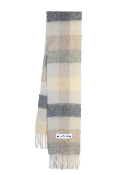 Шарф-аппликация с логотипом Acne Studios в клетку neutrals