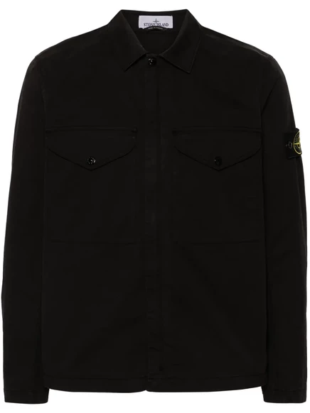 Куртка-рубашка со значком Stone Island Compass-badge black