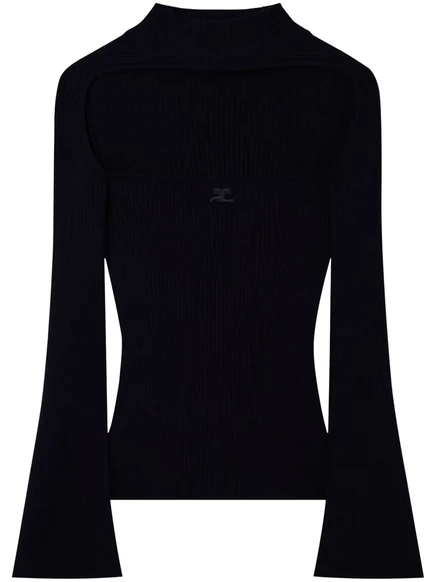 Женский джемпер Courrèges в рубчик, черный