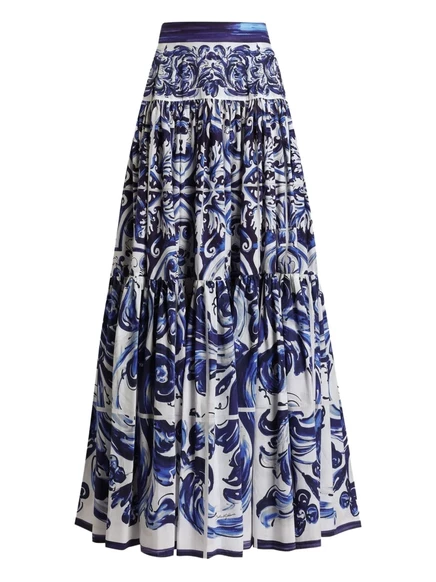 Юбка Dolce & Gabbana Majolica, ярусная, сине-белая