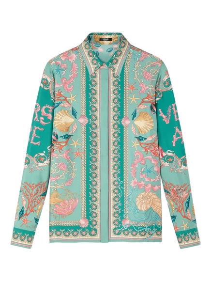 Рубашка Versace Underwater Barocco на пуговицах green