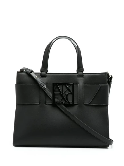 Женская сумка-тоут Armani Exchange с ремнем и логотипом, черная