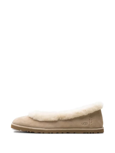 Женские тапочки Ugg Zora с меховой отделкой, бежевые
