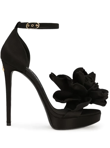 Босоножки Dolce & Gabbana 105 мм Keira с цветочной аппликацией black
