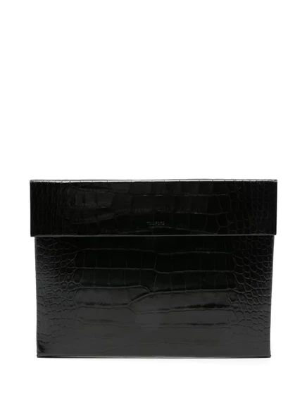 Мужское портфолио Tom Ford с тиснением под крокодила, черное