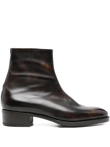 Мужские кожаные ботинки John Lobb с молнией, коричневые